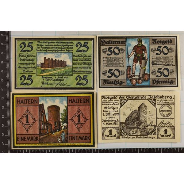 4-1921 GERMAN CRISP UNC NOTGELDS: 25 PFENNING,
