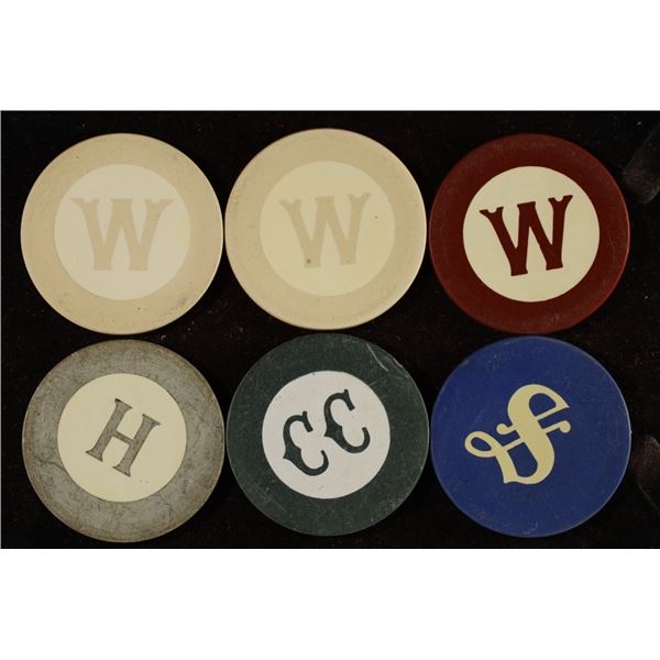 6 CLAY MONOGRAMMED, NON DENOMINATIONAL POKER