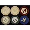 Image 1 : 6 CLAY MONOGRAMMED, NON DENOMINATIONAL POKER