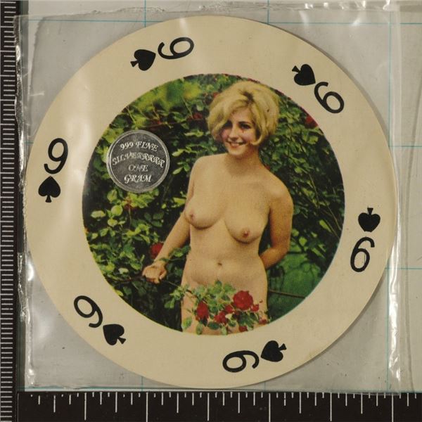 ROUND PLAYING CARD WITH 1 GRAM .999 SILVER UNC