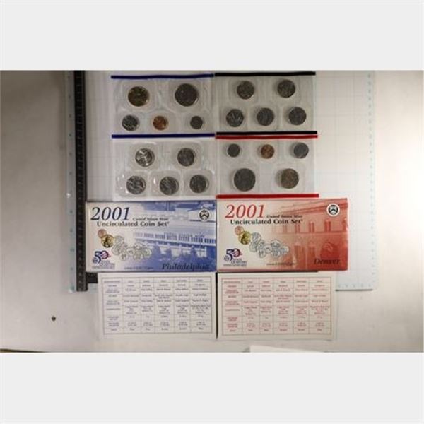 2001 US MINT SET (UNC) P/D (WITH ENVELOPES)