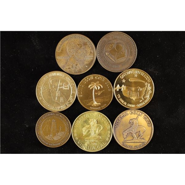 8 METAL COIN CLUB TOKENS: TIDEWATER COIN CLUB