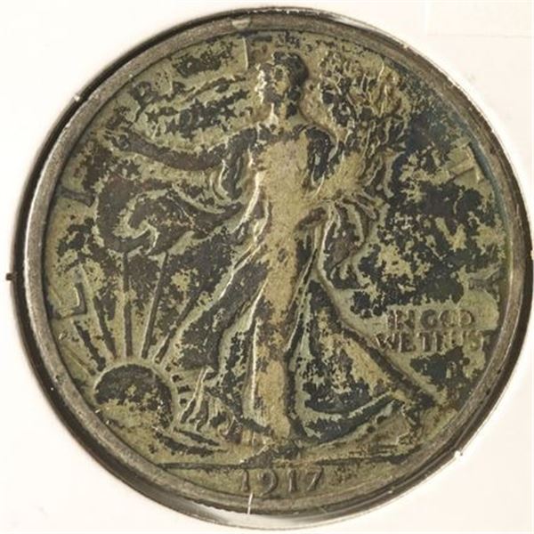 1917 SILVER WALKING LIBERTY HALF DOLLAR TONED