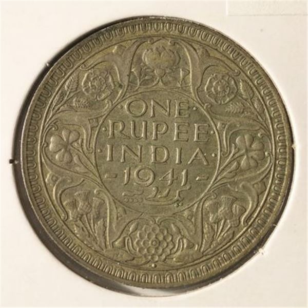 1941 INDIA SILVER 1 RUPEE .1874 OZ. ASW