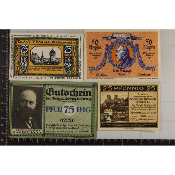 4-1921 GERMAN CRISP XF-UNC NOTGELDS: 25 PFENNING,