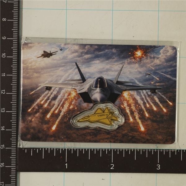 .999 GOLD STEALTH FIGHTER JET INGOT 1/1000 OZ. IN