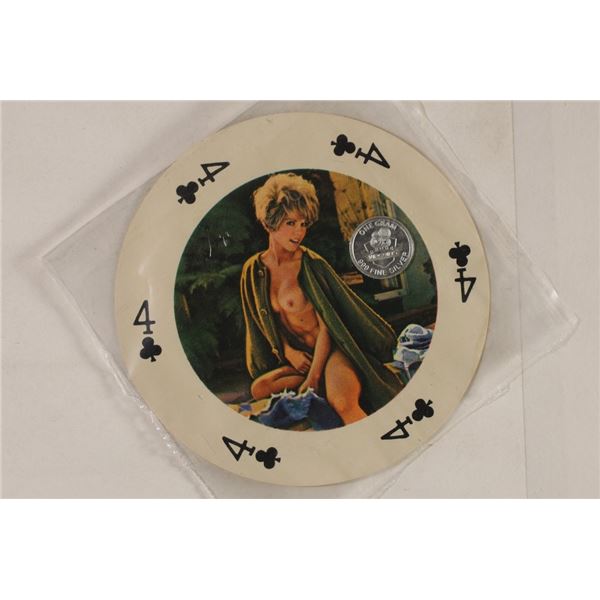 ROUND PLAYING CARD WITH 1 GRAM .999 UNC ROUND