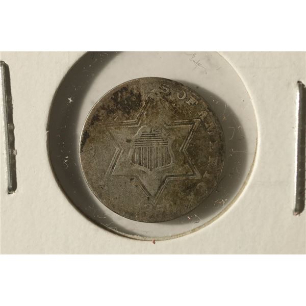 US THREE CENT SILVER . HARD TO READ DATE