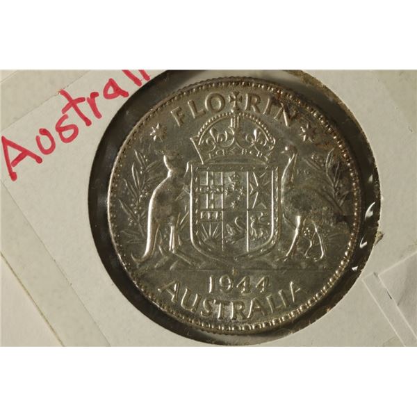 1944 AUSTRALIA SILVER FLORIN. .3364 OZ. ASW