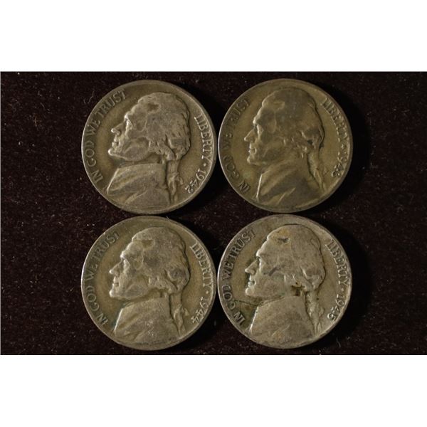 1942-P, 43-P, 44-P & 1945-P 35% SILVER JEFFERSON