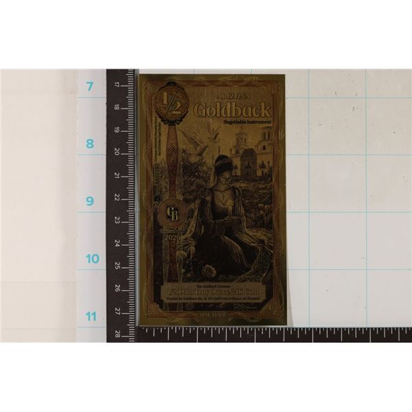 24 KT GOLD 2026 ARIZONA 1/2 GOLDBACK CRISP UNC