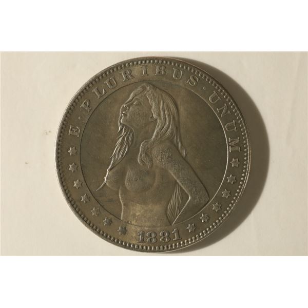 FANTASY WOMAN CARVING ON A 1881-CC REPLICA MORGAN