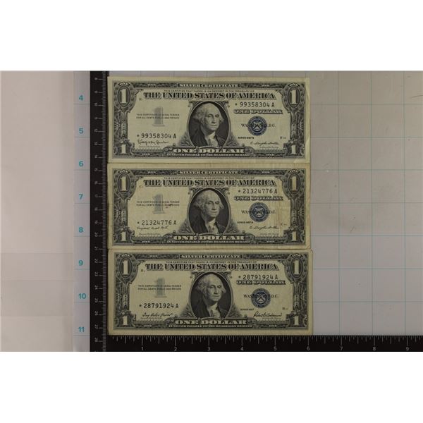 1957, 1957-A & 1957-B US $1 SILVER CERT STAR NOTES
