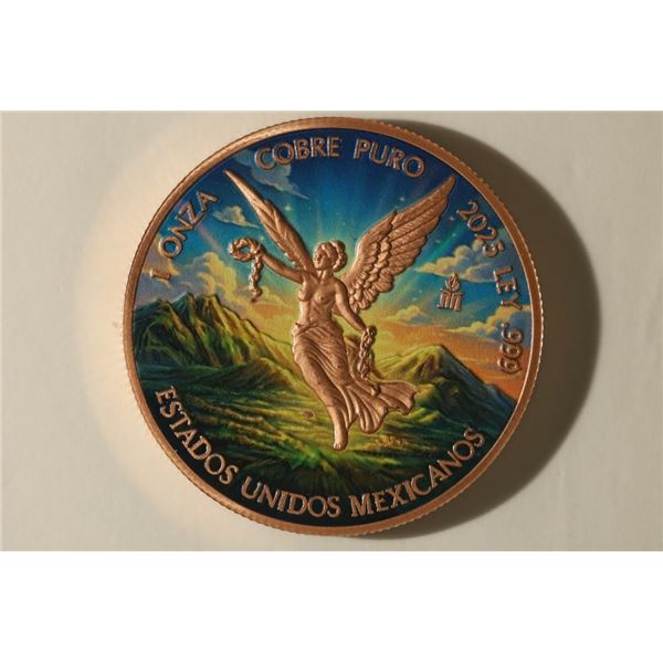 1 OZ. .999 UNC COPPER MEXICO ROUND. COLORIZED