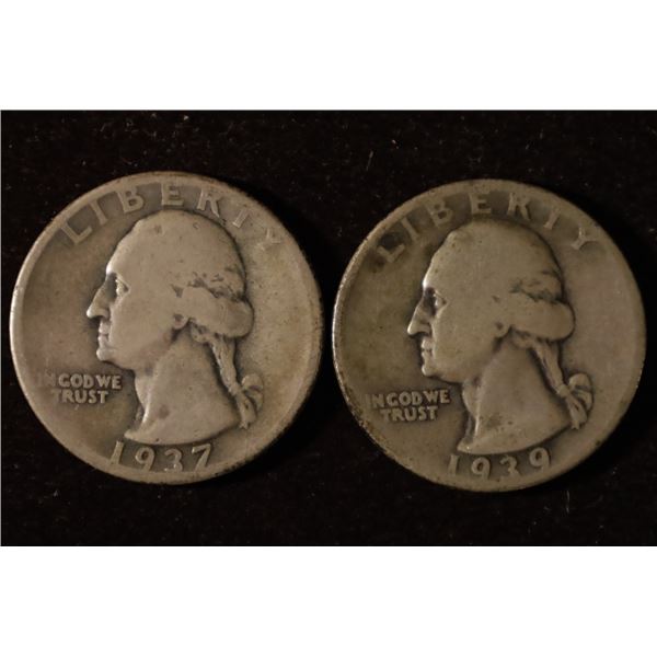 1937 & 1939 WASHINGTON SILVER QUARTERS