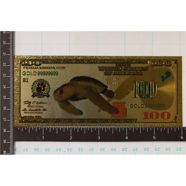 GOLD 99999999 FOIL ENDANGERED SPECIES $100 CRISP