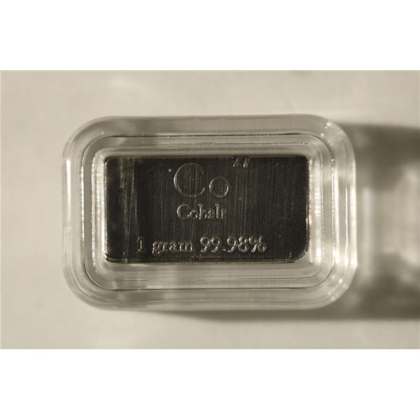 1 GRAM 99.98% COBALT BAR IN HARD PLASTIC CAPSULE