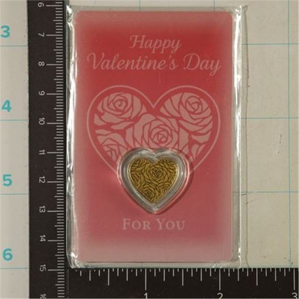 .999 GOLD HAPPY VALENTINES DAY HEART MINTAGE OF