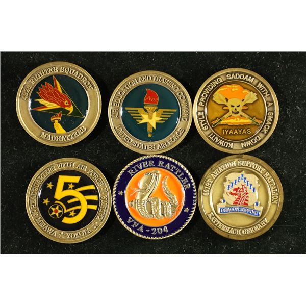 6 MILITARY CHALLENGE COINS: 492D FIGHTER SQUADRON,