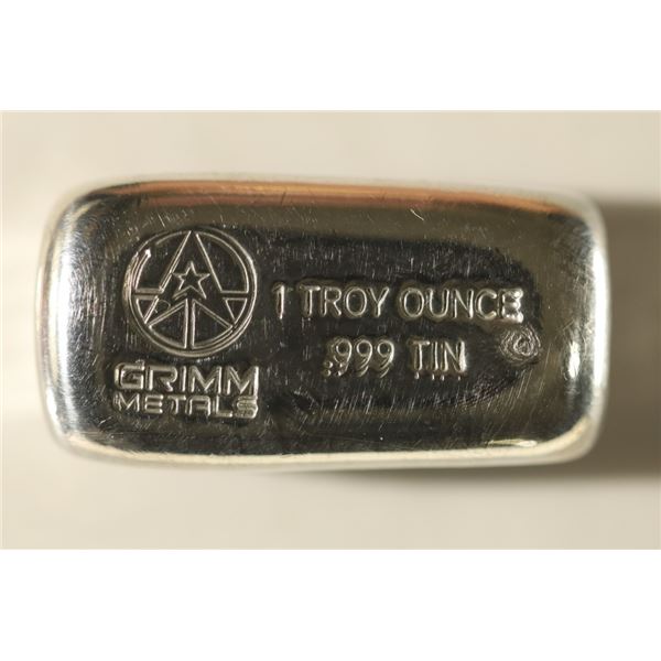 1 TROY OZ .999 TIN BAR HAND POURED LOAF  BAR BRAND