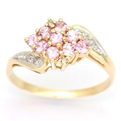 0.96Ct Pink Sapphire & Diamond Yellow 9K Gold Ring (JEW-9100X)
