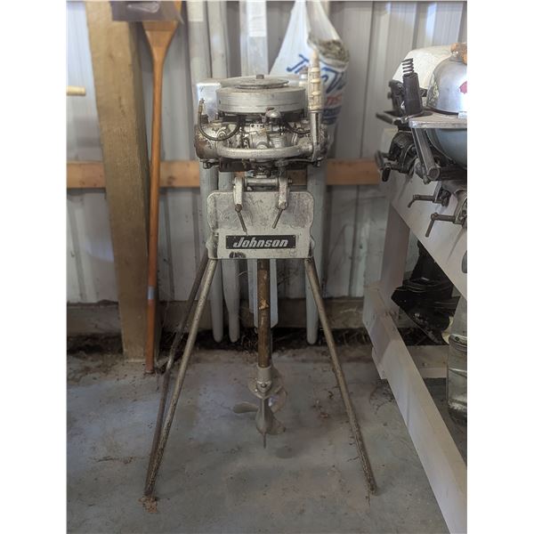 1936 Johnson Outboard Motor w/ Matching Stand Model 210 3.3HP serial #34103