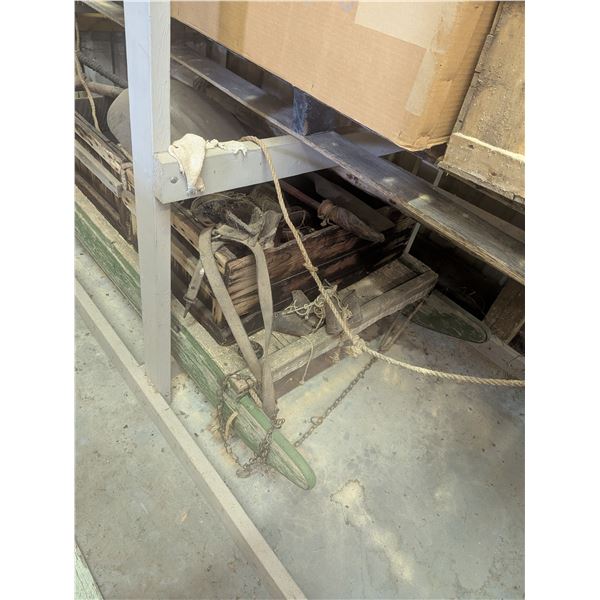 Hand Built Dog Sled 1/4" Round Steel Shoeing w/ Accessories Circa 1940's