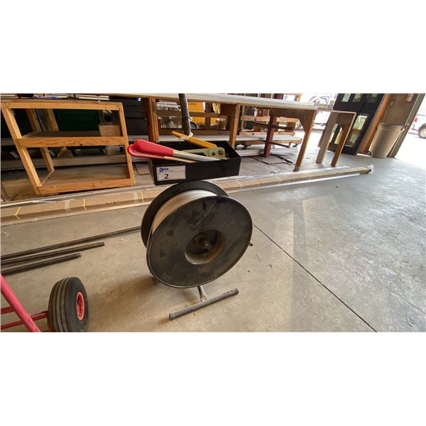 BLACK INDUSTRIAL STRAPPING CART WITH TOOLS