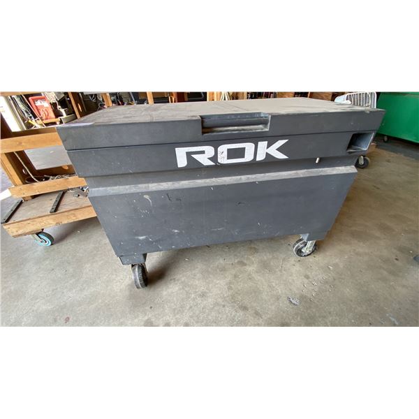 ROK MOBILE DARK GREY HEAVY DUTY JOB BOX, DIMENSIONS APPROX 48X24X28.5 (INCHES)