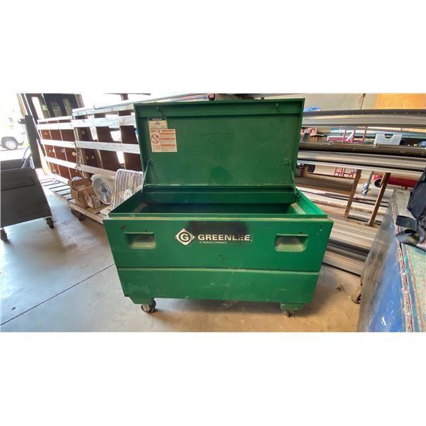 GREENLEE MOBILE GREEN HEAVY DUTY JOB BOX, DIMENSIONS APPROX 48X24X25 (INCHES)