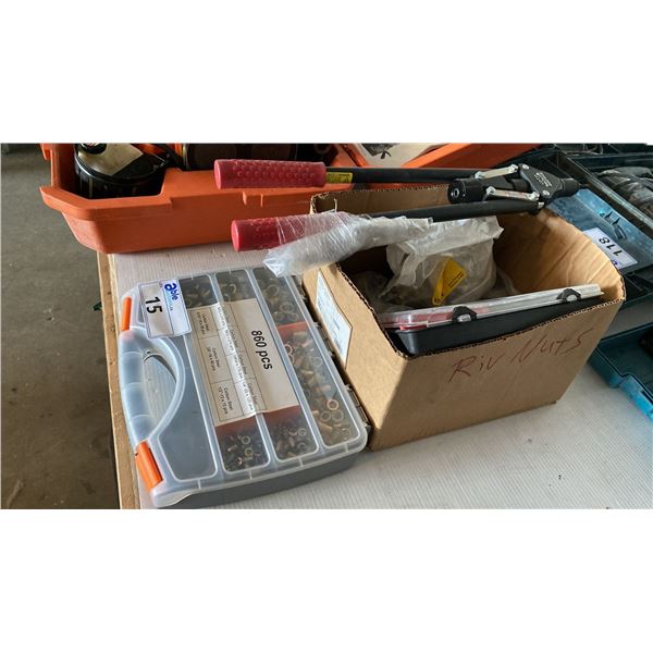 MARSON MODEL 325-RN HEAVY-DUTY MANUAL RIVET TOOL, OCAP RIVET TOOL KIT AND A CASE OF ASSORTED RIVET
