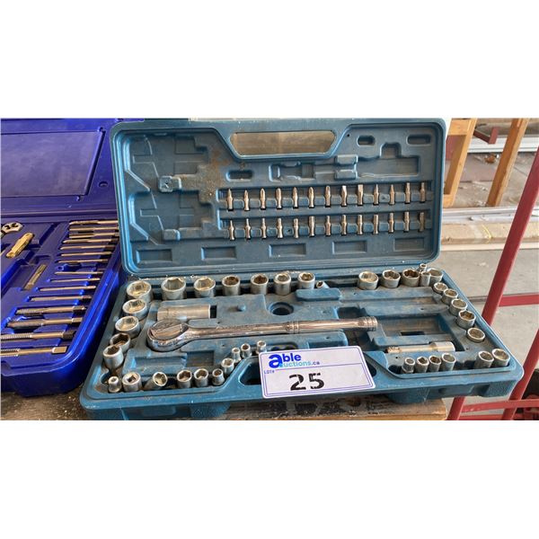 PARTIAL TOOL SET & STANLEY HARDWARE ORGANIZER CASE WITH ASSORTED HARDWARE CONTENTS