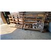 Image 1 : PAIR OF WOOD A-FRAME PANEL CARTS WITH ASSORTED ITEMS - CARTS MEASURE APPROX 6'L X 3'D X 4'9"H