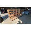 Image 2 : PAIR OF WOOD A-FRAME PANEL CARTS WITH ASSORTED ITEMS - CARTS MEASURE APPROX 6'L X 3'D X 4'9"H