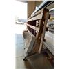 Image 4 : PAIR OF WOOD A-FRAME PANEL CARTS WITH ASSORTED ITEMS - CARTS MEASURE APPROX 6'L X 3'D X 4'9"H