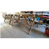 Image 2 : GROUP OF 4 LARGE WOODEN SAWHORSES APPROX 8'L
