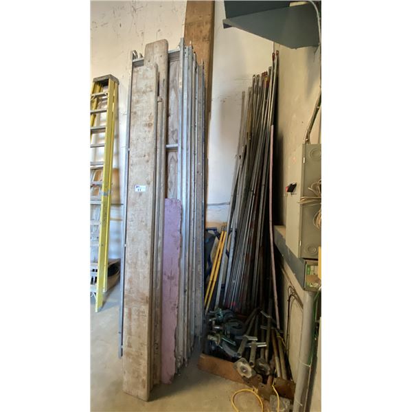 GROUP OF ASSORTED SCAFFOLDING PARTS *SOME LOCATED INSIDE- SOME IN YARD*
