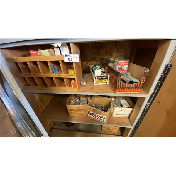 CONTENTS OF LOWER CUPBOARD- ASSORTED PAINTS & HARDWARE