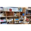 Image 3 : LARGE MOBILE WOODEN STORAGE SHELF WITH ASSORTED HARDWARE CONTENTS- SHELF MEASURES APPROX 8'L X 2'D