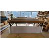 Image 1 : METAL FRAME WOOD TOP SHOP TABLE WITH ASSORTED GLAZING COMPONENTS/MATERIAL
