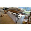 Image 2 : METAL FRAME WOOD TOP SHOP TABLE WITH ASSORTED GLAZING COMPONENTS/MATERIAL