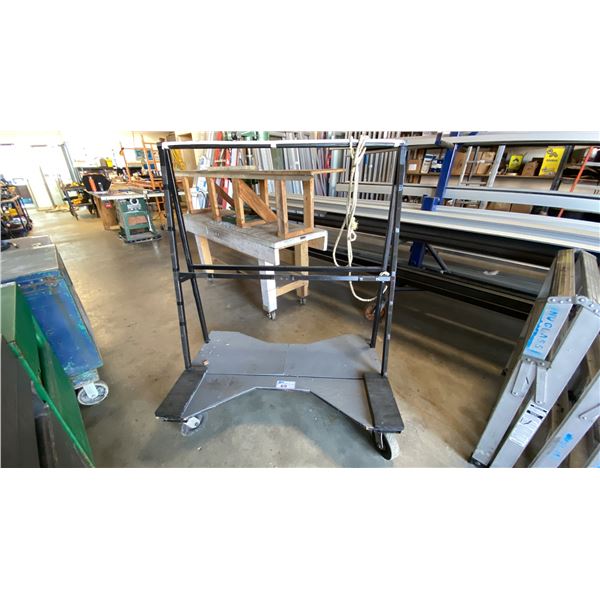 BLACK METAL FRAME WOOD BASE A-FRAME MOBILE PANEL CART