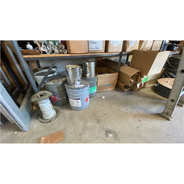 ENTIRE SHELF OF ASSORTED ITEMS- ISOPROPYL ALCOHOL, ADHESIVES, FOAM TUBING & MORE