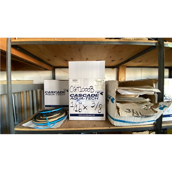 ENTIRE SHELF OF ASSORTED CONTENTS- RUBBER STRIPPING, FOAM TAPE & MORE