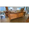 Image 1 : MOBILE WOODEN SHOP TABLE/CABINET WITH ASSORTED HARDWARE & HANDLES