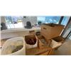 Image 5 : MOBILE WOODEN SHOP TABLE/CABINET WITH ASSORTED HARDWARE & HANDLES