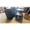 Image 2 : SMALL CABINET, METAL CART, METAL BARREL & 2 PLASTIC BARRELS