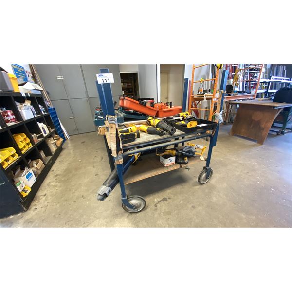 METAL FRAME 2 TIER WOOD TOP MOBILE SHOP CART *CONTENTS NOT INCLUDED