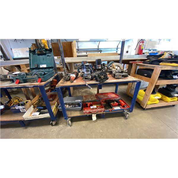 METAL FRAME 2 TIER WOOD TOP MOBILE SHOP CART *CONTENTS NOT INCLUDED
