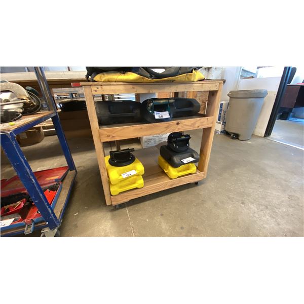 SMALL WOODEN 3 TIER MOBILE CART *CONTENTS NOT INCLUDED*